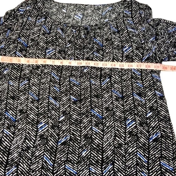 SOYA CONCEPT 100% Viscose Geometric Black/Cobalt Print Boho Blouse 3/4 Sleeve - Picture 4 of 10